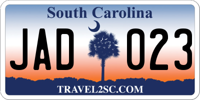 SC license plate JAD023
