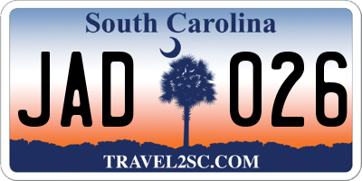 SC license plate JAD026