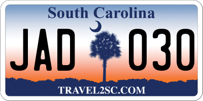 SC license plate JAD030