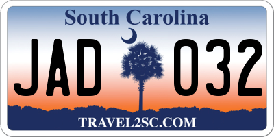 SC license plate JAD032