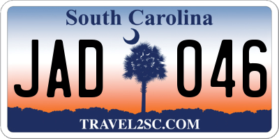 SC license plate JAD046