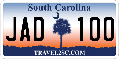 SC license plate JAD100
