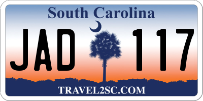 SC license plate JAD117