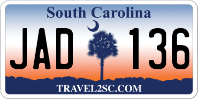 SC license plate JAD136