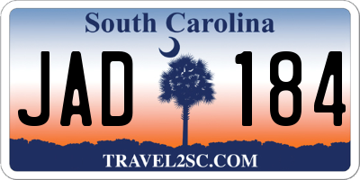 SC license plate JAD184