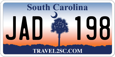SC license plate JAD198