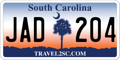 SC license plate JAD204