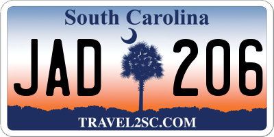 SC license plate JAD206