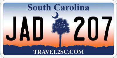 SC license plate JAD207