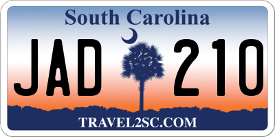 SC license plate JAD210