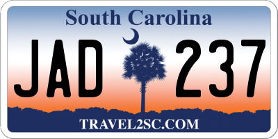 SC license plate JAD237