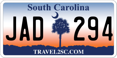 SC license plate JAD294