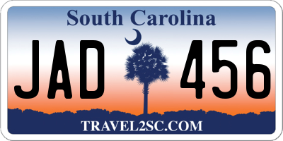 SC license plate JAD456