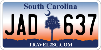 SC license plate JAD637