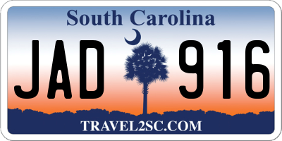 SC license plate JAD916