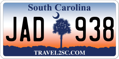 SC license plate JAD938