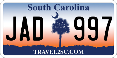 SC license plate JAD997