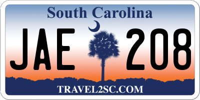 SC license plate JAE208