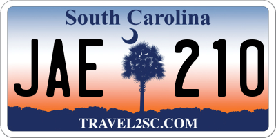 SC license plate JAE210