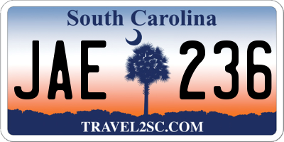 SC license plate JAE236
