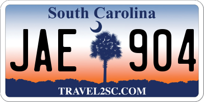 SC license plate JAE904