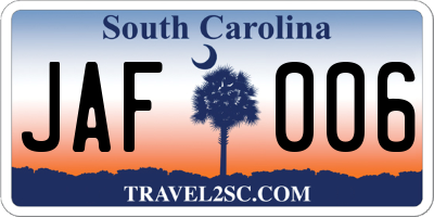 SC license plate JAF006