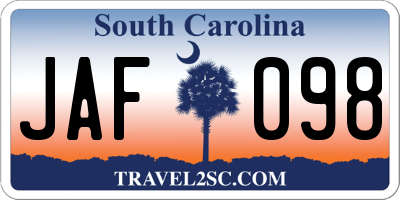 SC license plate JAF098