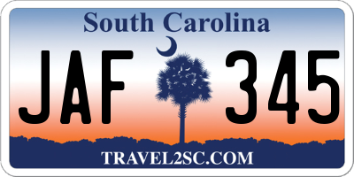 SC license plate JAF345