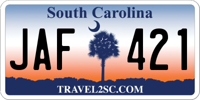 SC license plate JAF421