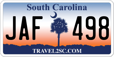SC license plate JAF498