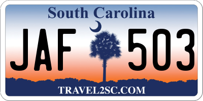 SC license plate JAF503