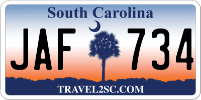 SC license plate JAF734
