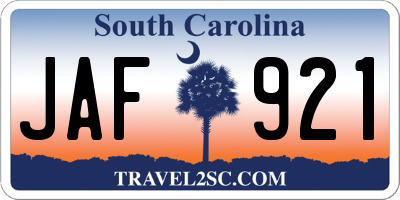 SC license plate JAF921