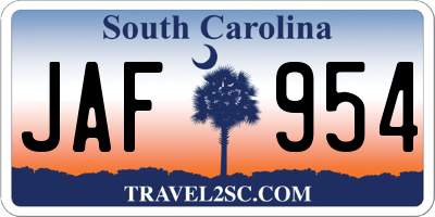 SC license plate JAF954