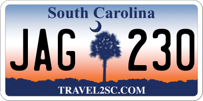 SC license plate JAG230