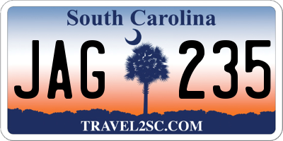 SC license plate JAG235