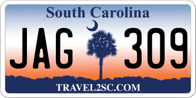 SC license plate JAG309