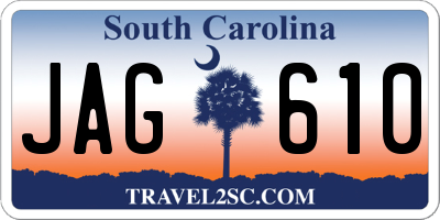 SC license plate JAG610