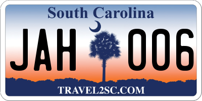 SC license plate JAH006