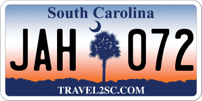 SC license plate JAH072