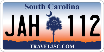SC license plate JAH112