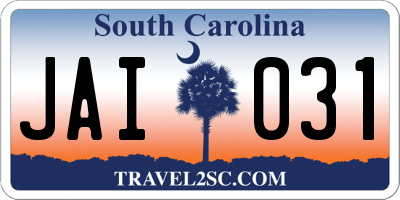 SC license plate JAI031