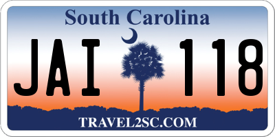 SC license plate JAI118