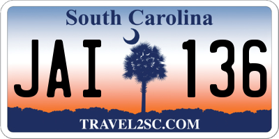 SC license plate JAI136