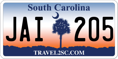 SC license plate JAI205