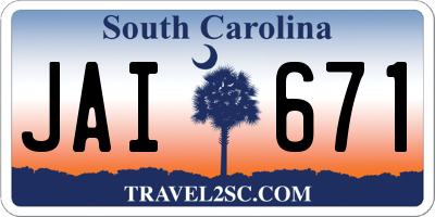 SC license plate JAI671