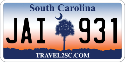 SC license plate JAI931