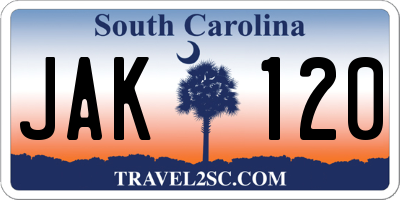 SC license plate JAK120