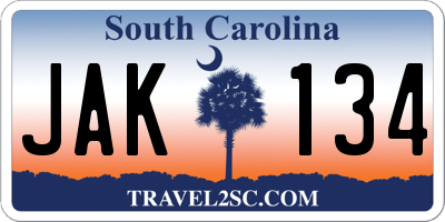 SC license plate JAK134