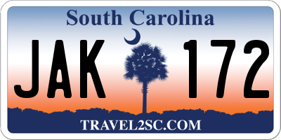 SC license plate JAK172